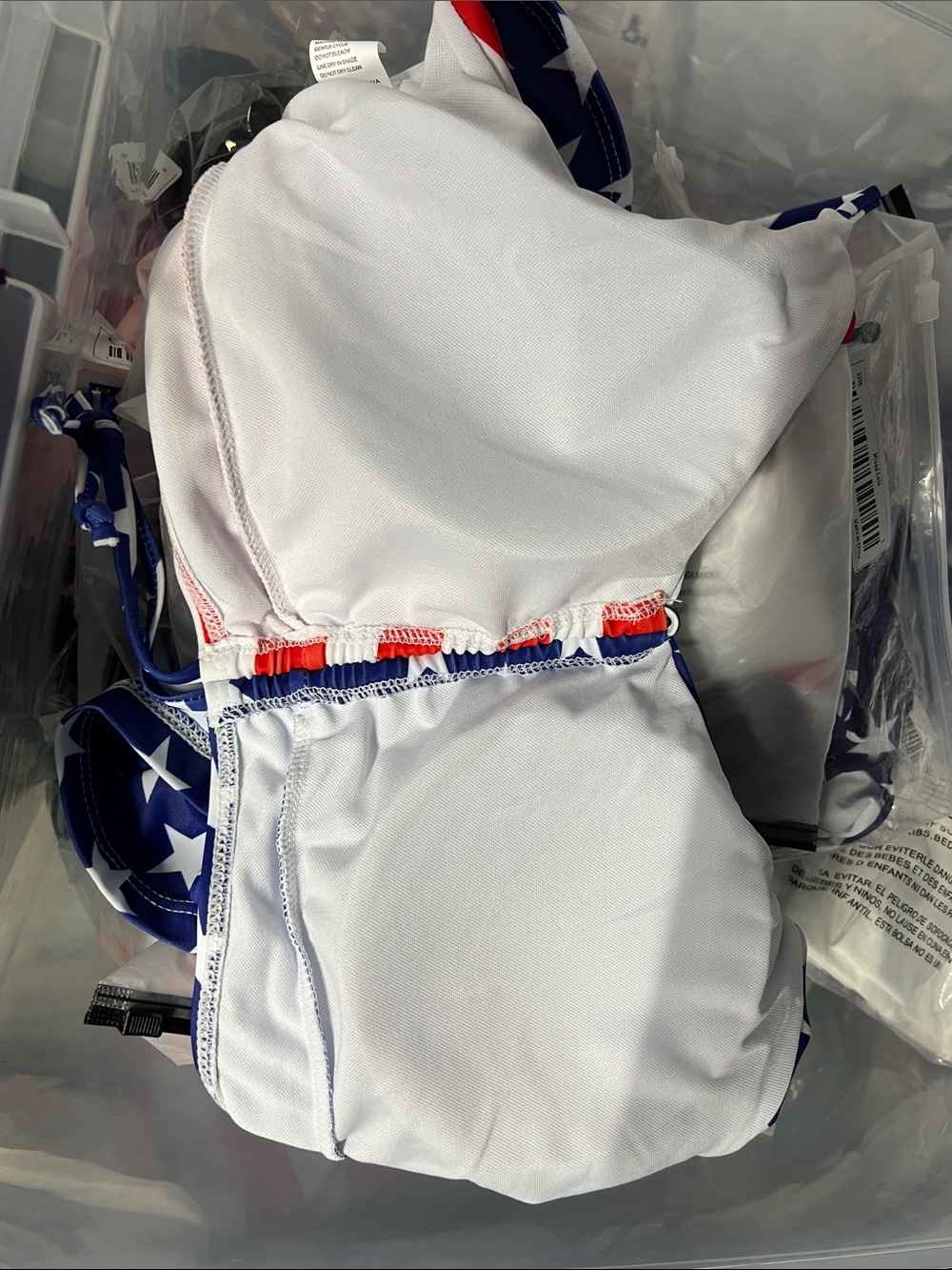 American Flag Stars Stripes High Waisted Shorts Bikini Set - Picture 7 of 10